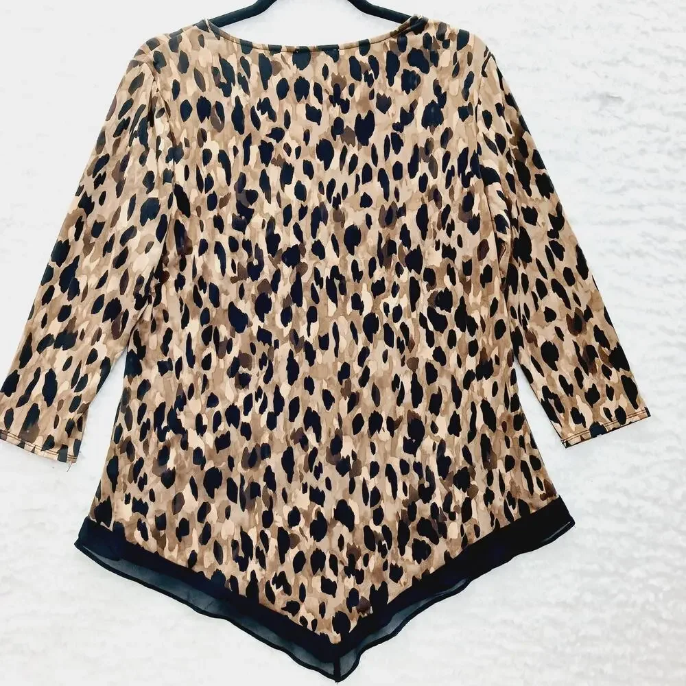 Blouse Leopard Animal Y2K Siren Glam Chic Bold Femme Going Out Top Luxe Size M - Picture 2 of 10